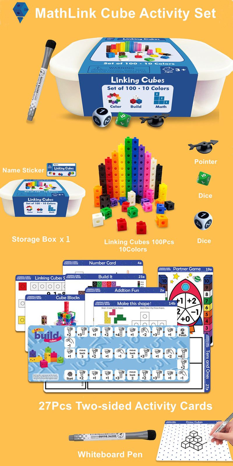 Linking Math Cubes with Activity Cards Set