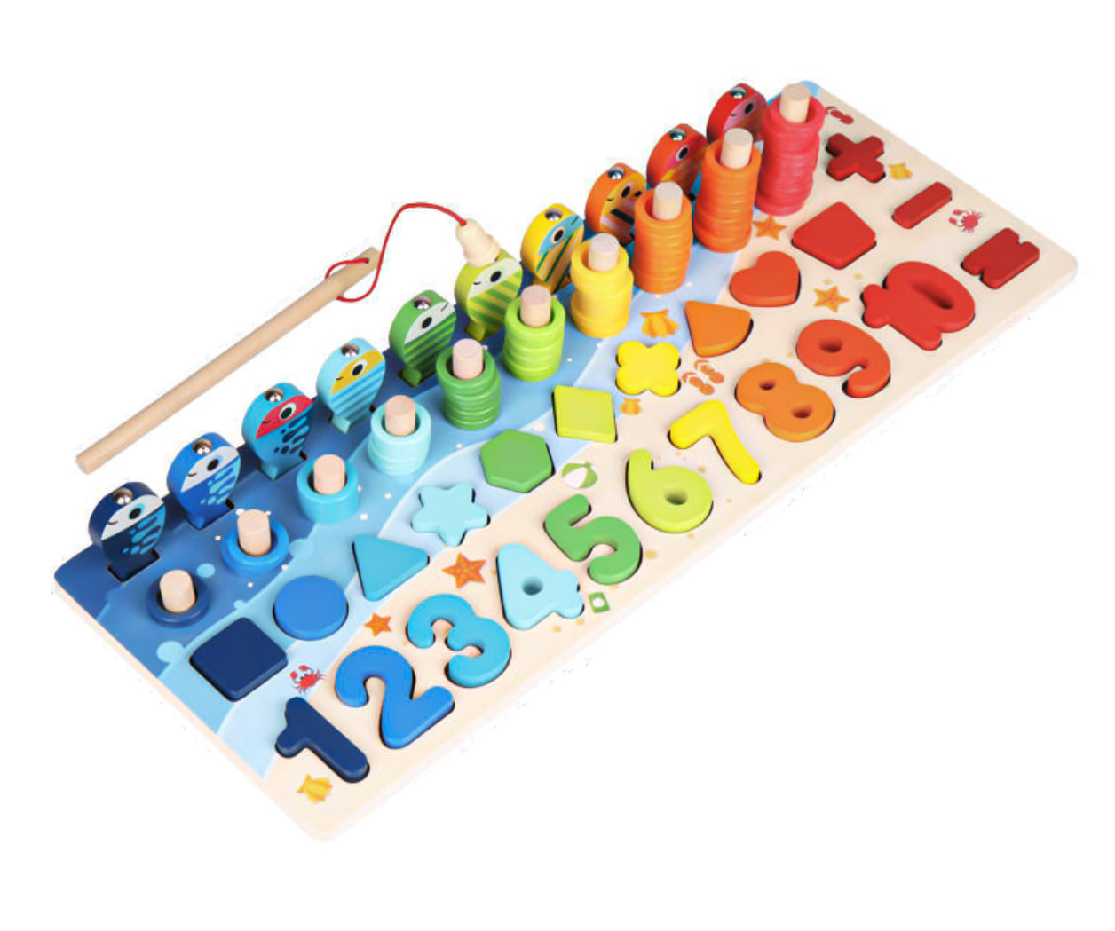 Montessori Wooden Numbers, Shapes And Letters Learning Board